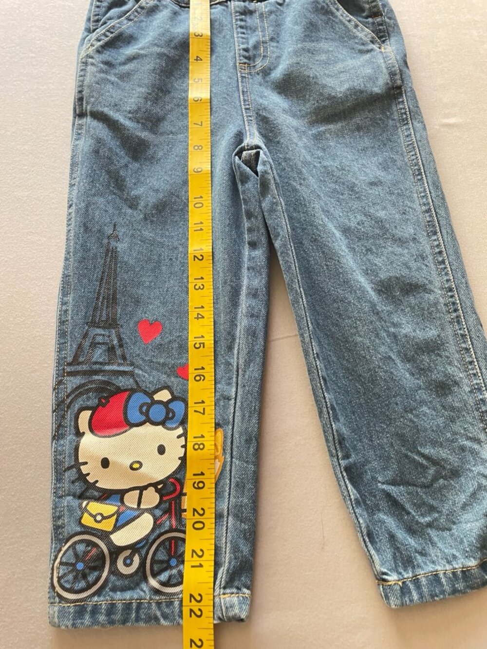 Hello Kitty Sanrio Girls 4T Denim Overalls Eiffel Tower Bicycle - Picture 9 of 10